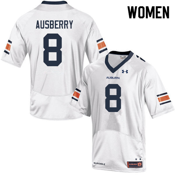 Women #8 Austin Ausberry Auburn Tigers College Football Jerseys Sale-White - Click Image to Close